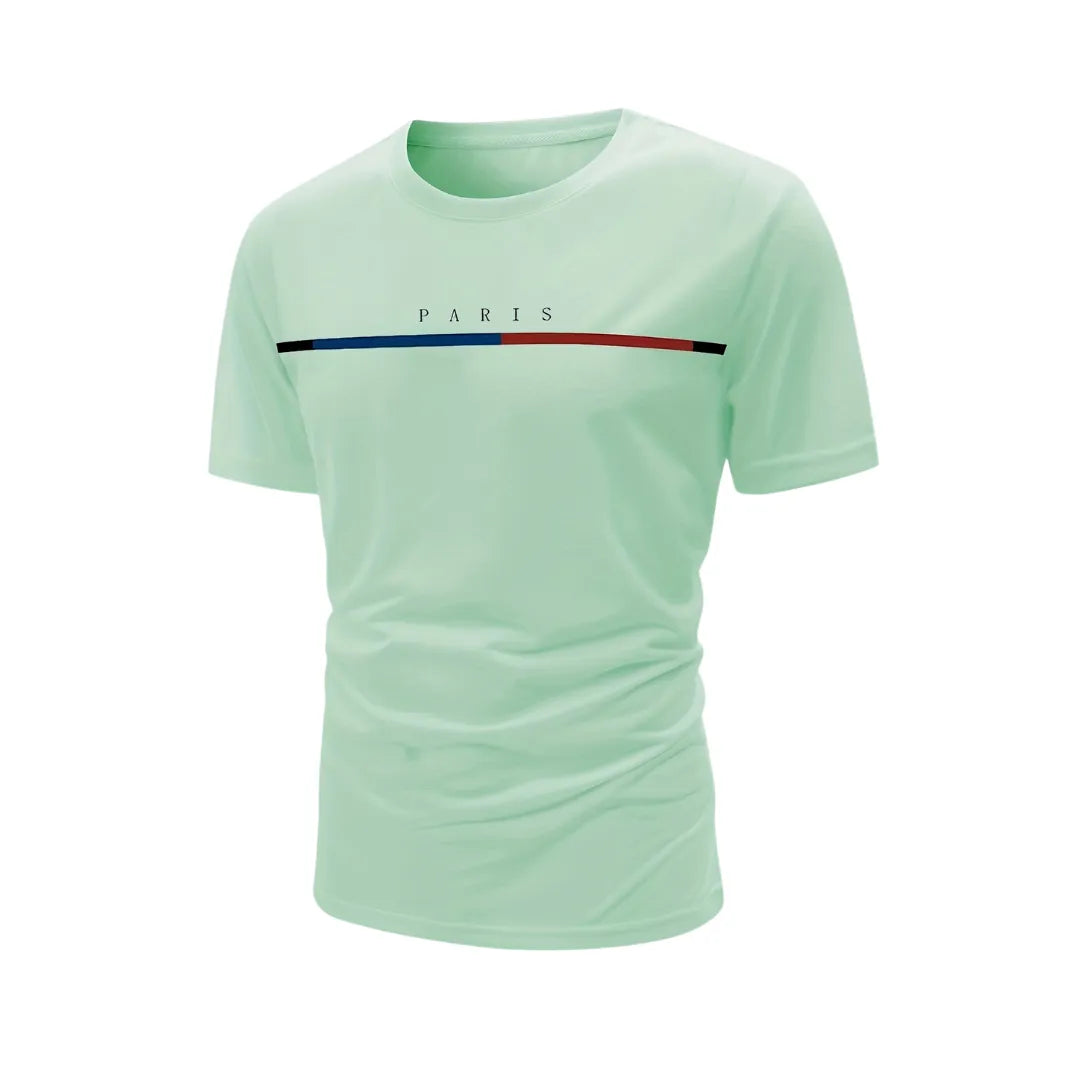 Men’s Paris Stripe T-Shirt – Casual Short Sleeve