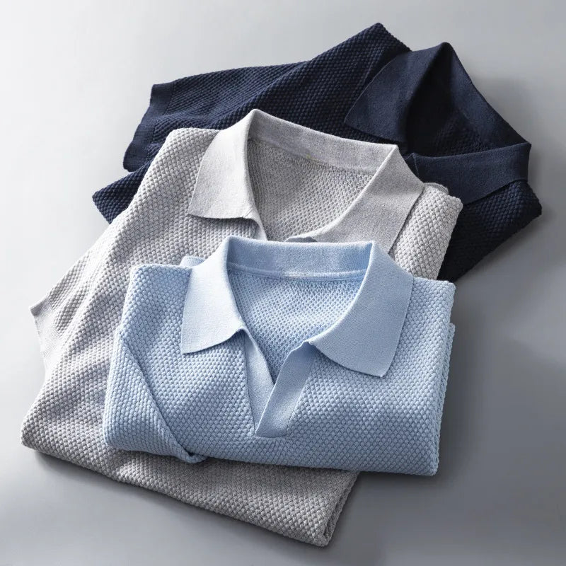 Men’s Knit-Collar Polo Shirt
