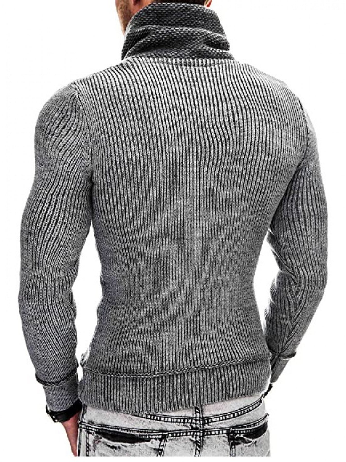 Men’s High-Neck Ribbed Knit Jumper – Premium Casual Winter Style