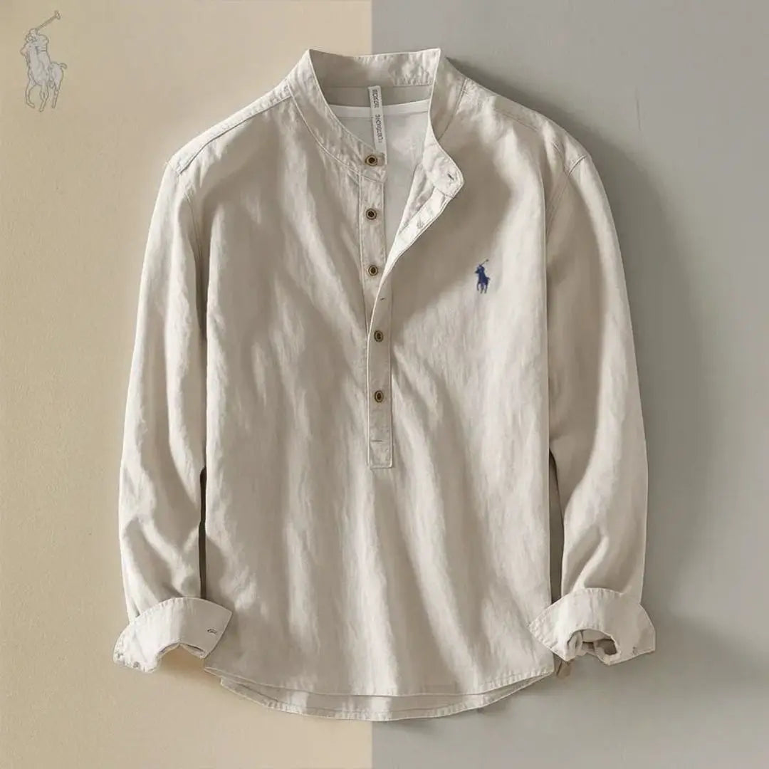 Men’s Cotton-Linen Grandad Shirt
