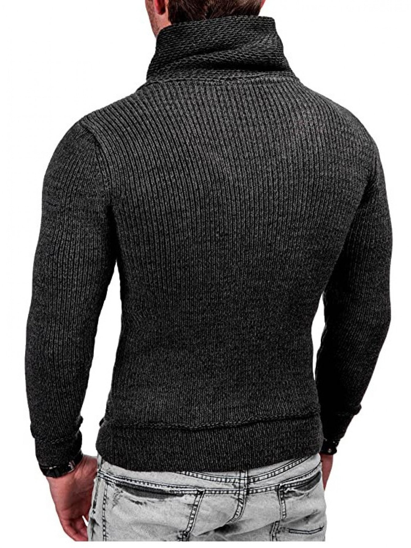 Men’s High-Neck Ribbed Knit Jumper – Premium Casual Winter Style