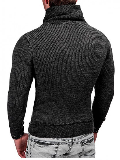 Men’s High-Neck Ribbed Knit Jumper – Premium Casual Winter Style