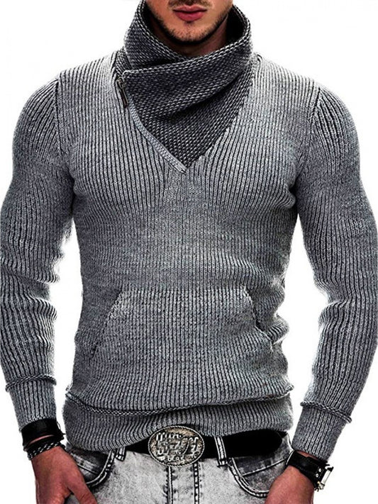 Men’s High-Neck Ribbed Knit Jumper – Premium Casual Winter Style