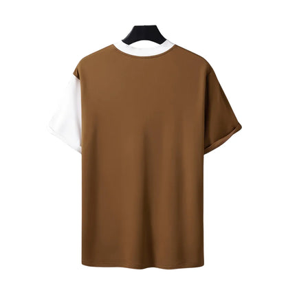 Men’s Patchwork T-Shirt – Short Sleeve Casual