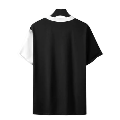 Men’s Patchwork T-Shirt – Short Sleeve Casual