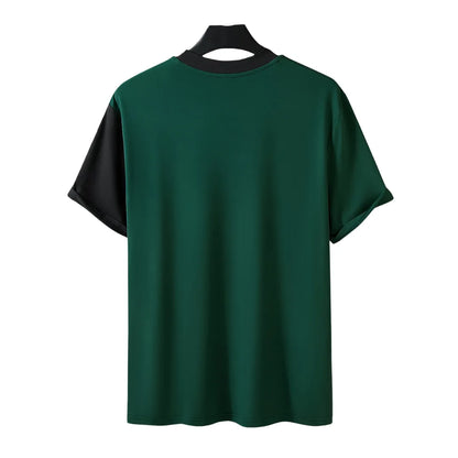 Men’s Patchwork T-Shirt – Short Sleeve Casual
