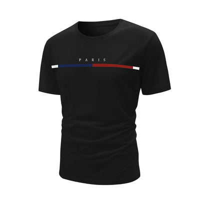 Men’s Paris Stripe T-Shirt – Casual Short Sleeve