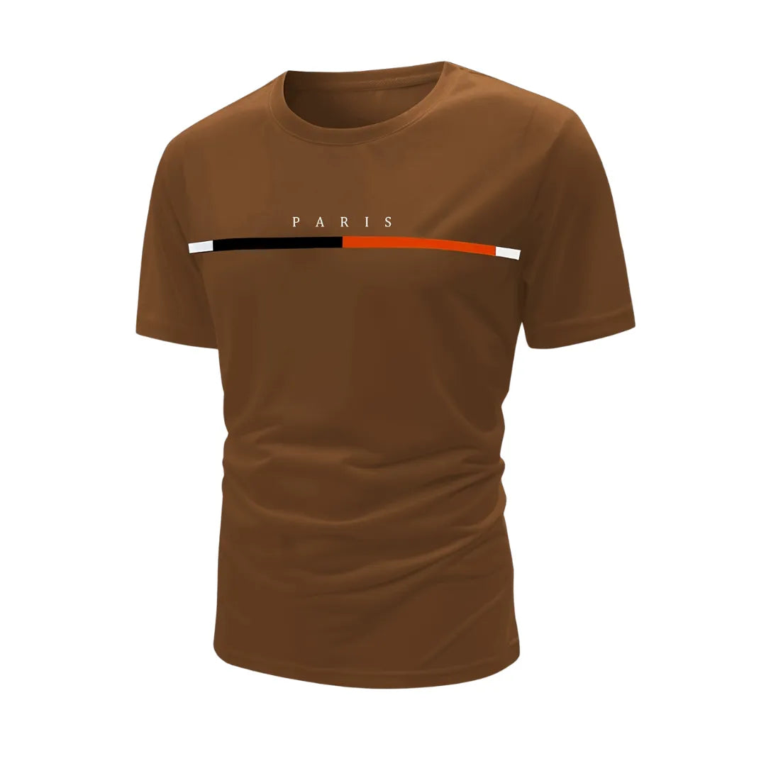 Men’s Paris Stripe T-Shirt – Casual Short Sleeve