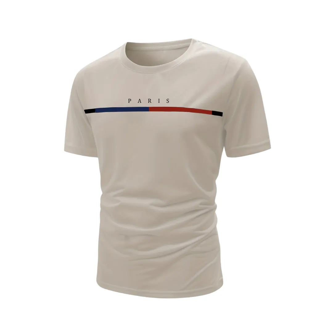 Men’s Paris Stripe T-Shirt – Casual Short Sleeve