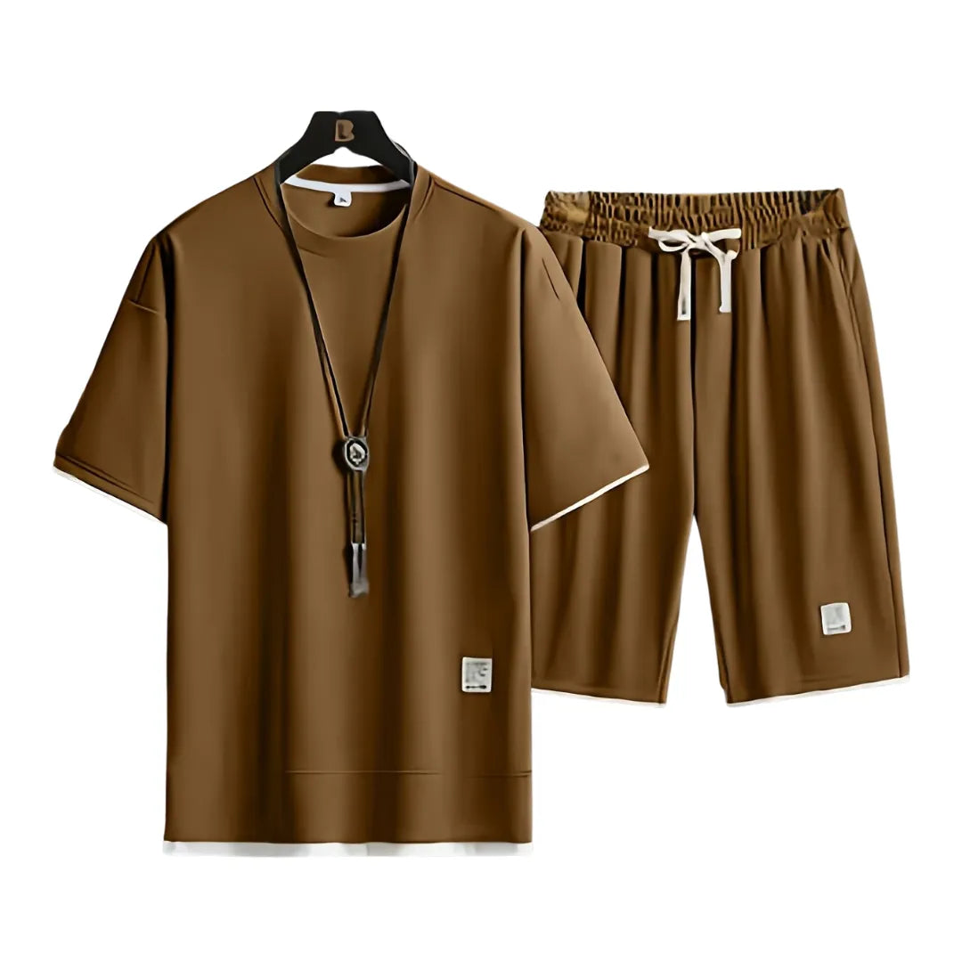 Men’s Waffle Knit Summer Set – Casual Two-Piece Outfit