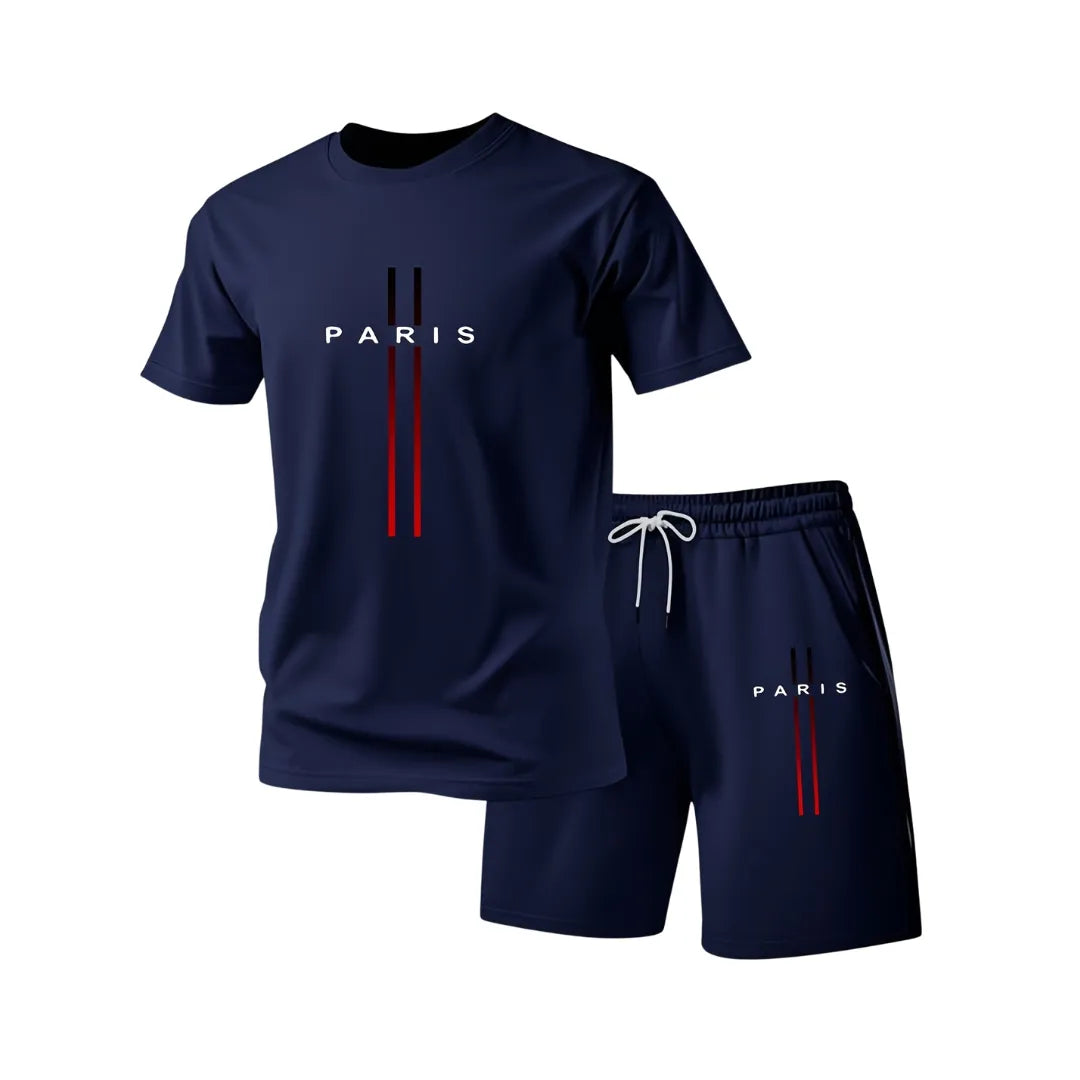 Men’s Paris Summer Set – Casual T-Shirt & Shorts