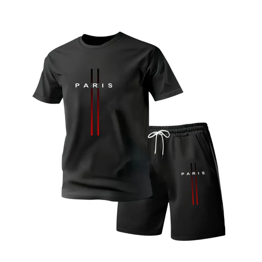 Men’s Paris Summer Set – Casual T-Shirt & Shorts