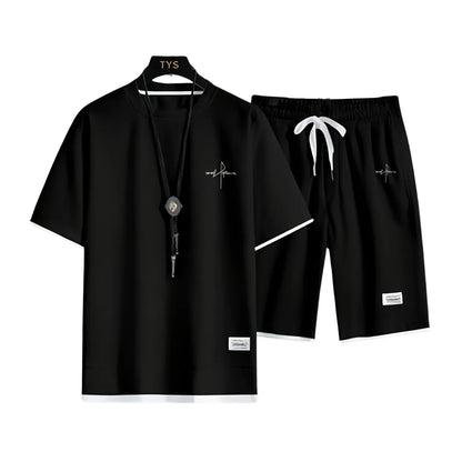 Men’s Printed Summer Set – Casual T-Shirt & Shorts