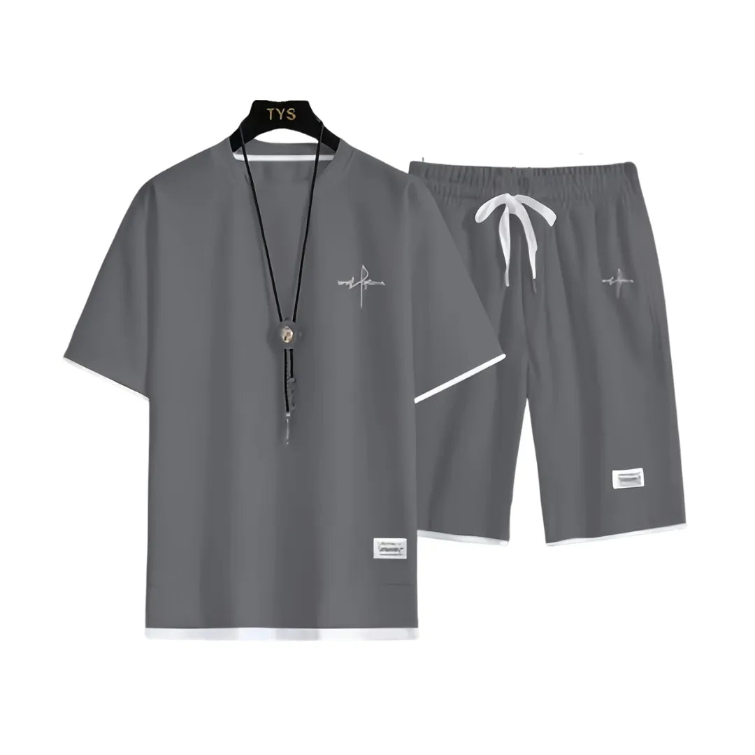 Men’s Printed Summer Set – Casual T-Shirt & Shorts