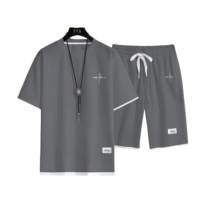 Men’s Printed Summer Set – Casual T-Shirt & Shorts