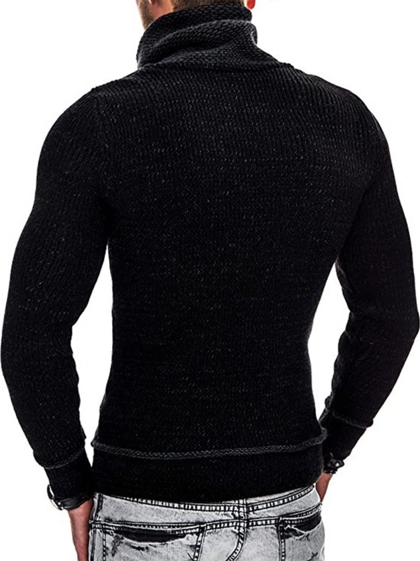 Men’s High-Neck Ribbed Knit Jumper – Premium Casual Winter Style