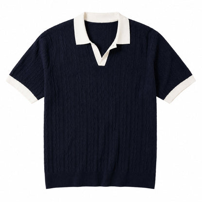 Contrast Collar Knit Polo