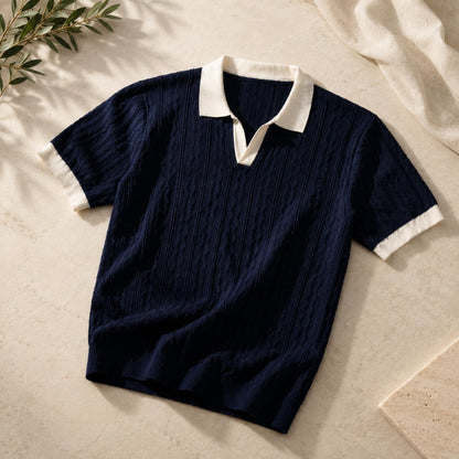 Contrast Collar Knit Polo