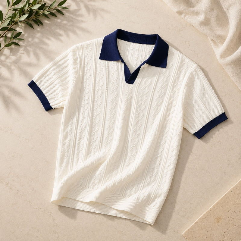 Contrast Collar Knit Polo