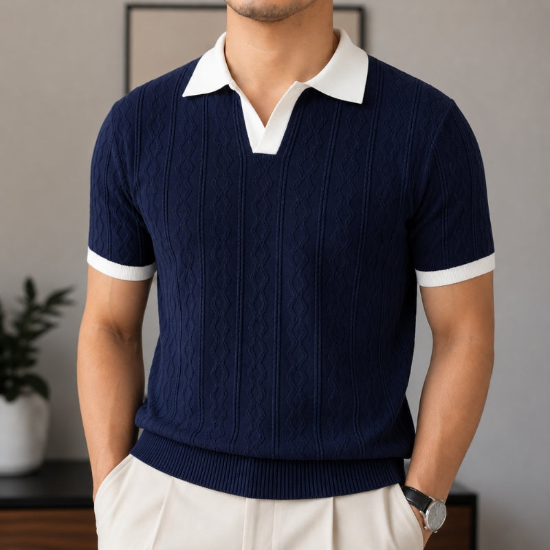 Contrast Collar Knit Polo