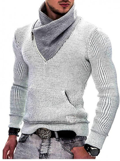 Men’s High-Neck Ribbed Knit Jumper – Premium Casual Winter Style