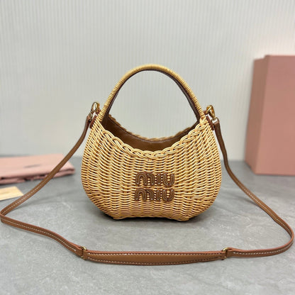 Miu Miu Wander Wicker Shoulder Bag