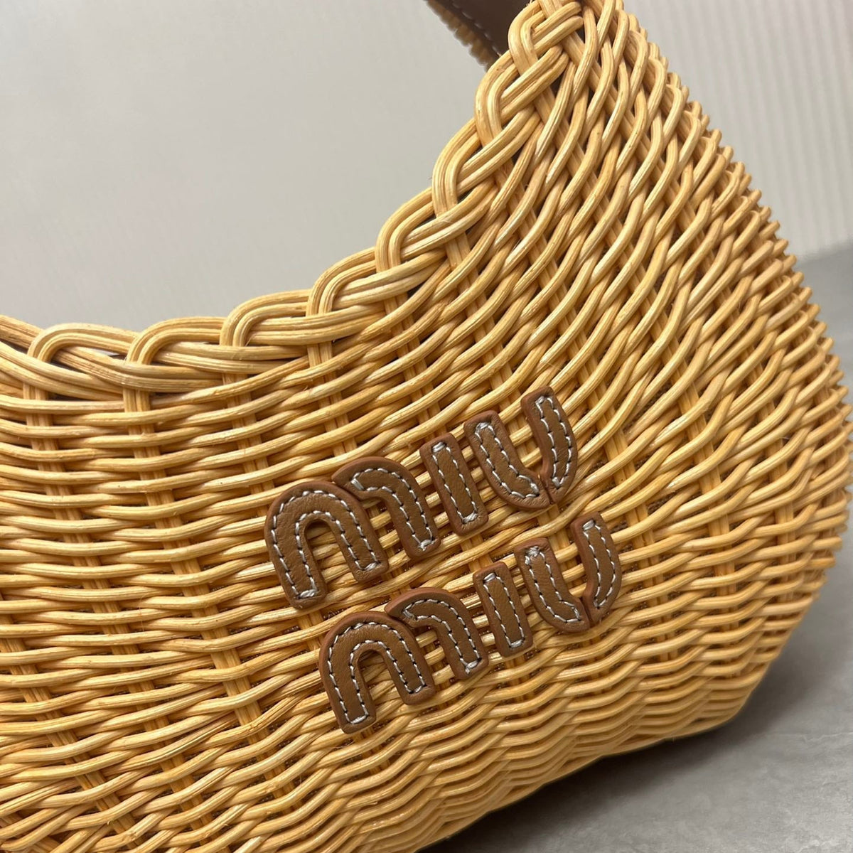 Miu Miu Wander Wicker Shoulder Bag