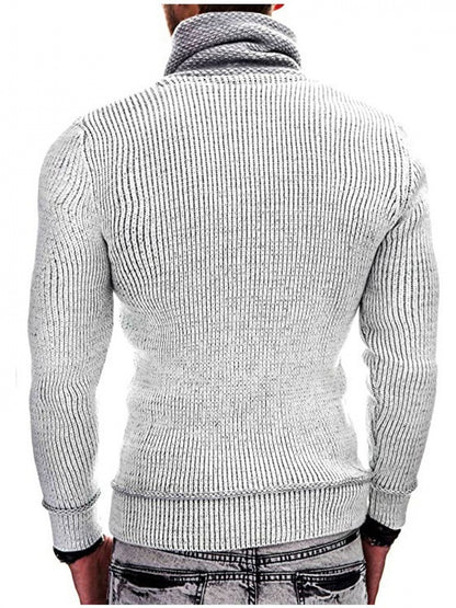Men’s High-Neck Ribbed Knit Jumper – Premium Casual Winter Style