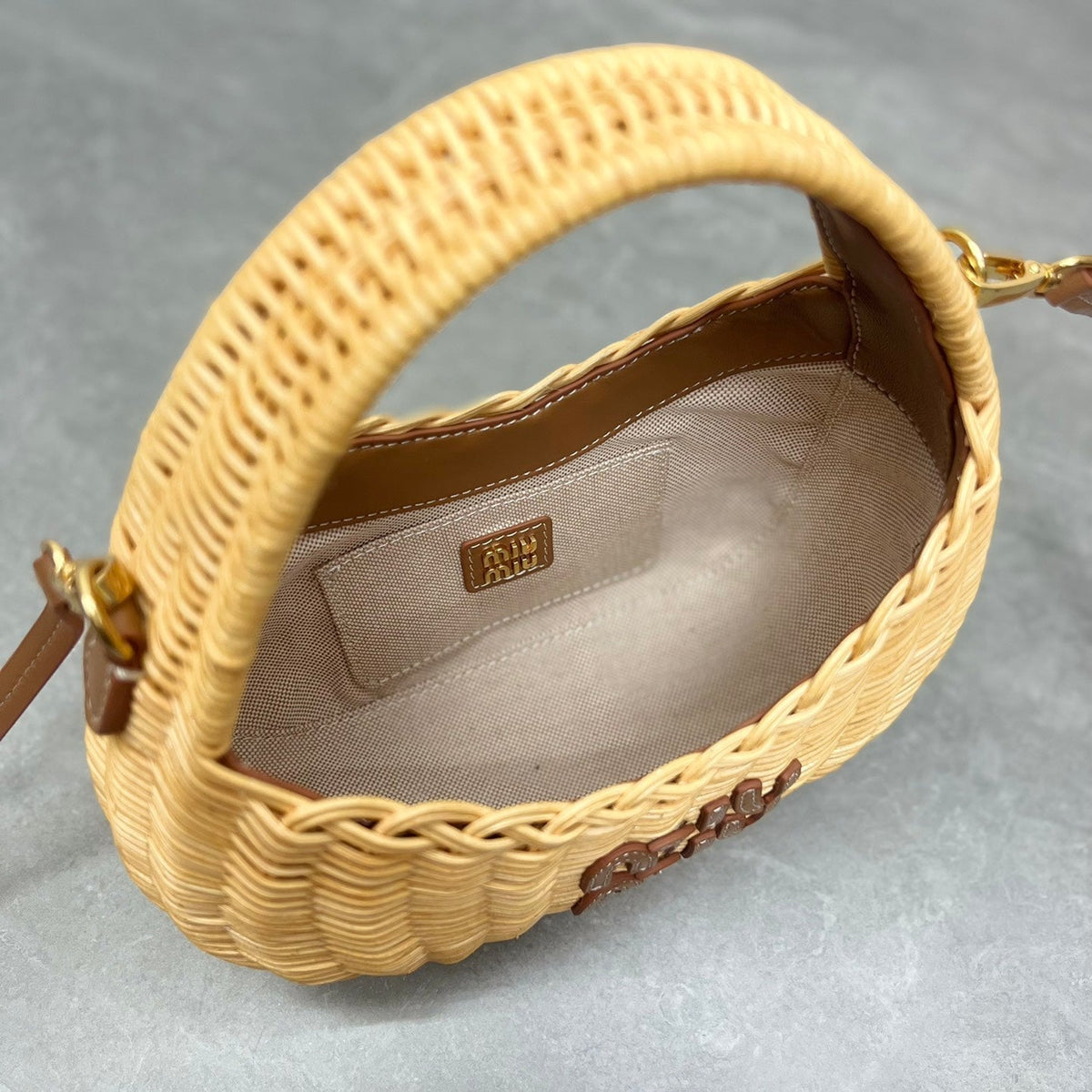 Miu Miu Wander Wicker Shoulder Bag