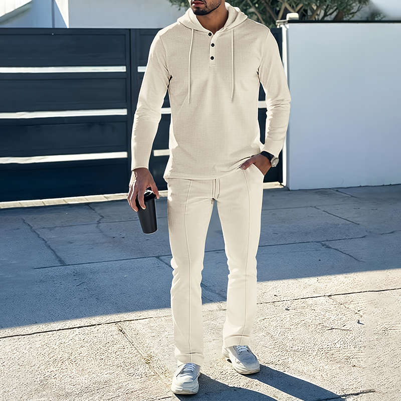 Men’s Solid Color Hoodie & Sweatpants Set – 2-Piece Outfit