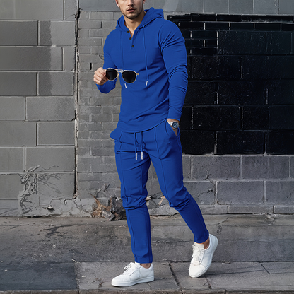 Men’s Solid Color Hoodie & Sweatpants Set – 2-Piece Outfit