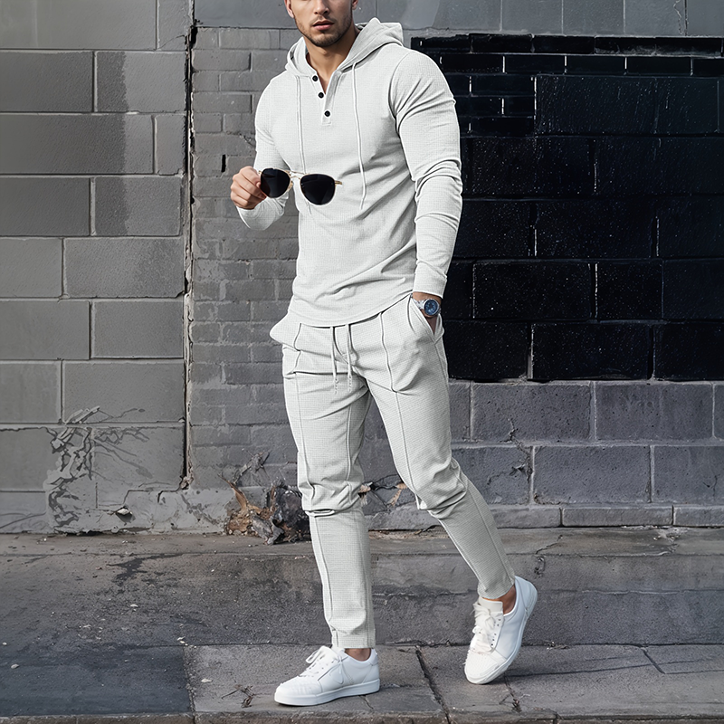 Men’s Solid Color Hoodie & Sweatpants Set – 2-Piece Outfit