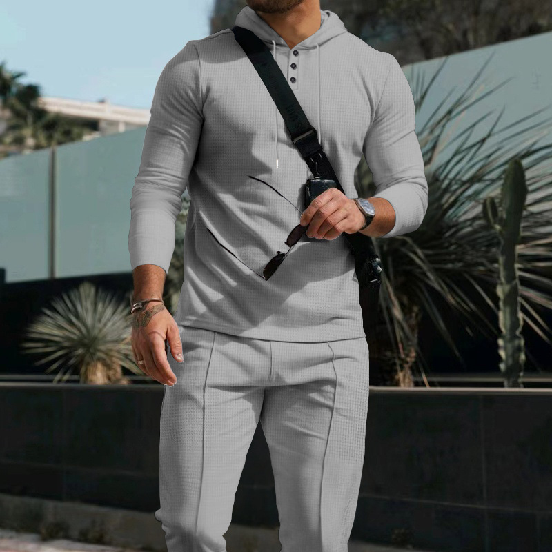Men’s Solid Color Hoodie & Sweatpants Set – 2-Piece Outfit
