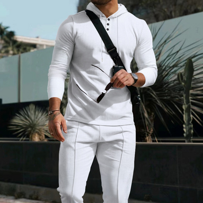 Men’s Solid Color Hoodie & Sweatpants Set – 2-Piece Outfit